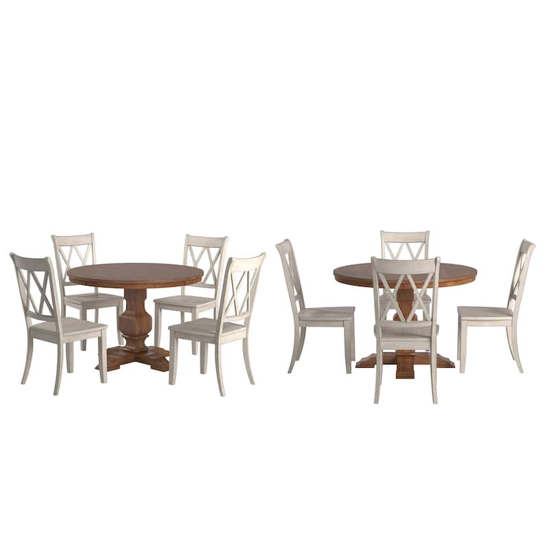 Ronda 45" Round Solid Wood Top Dining Set with X-Back Chairs