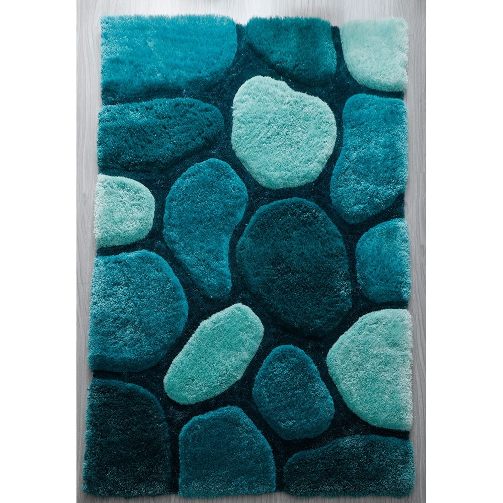 Mateos Shag Blue Stone Contemporary Area Rug