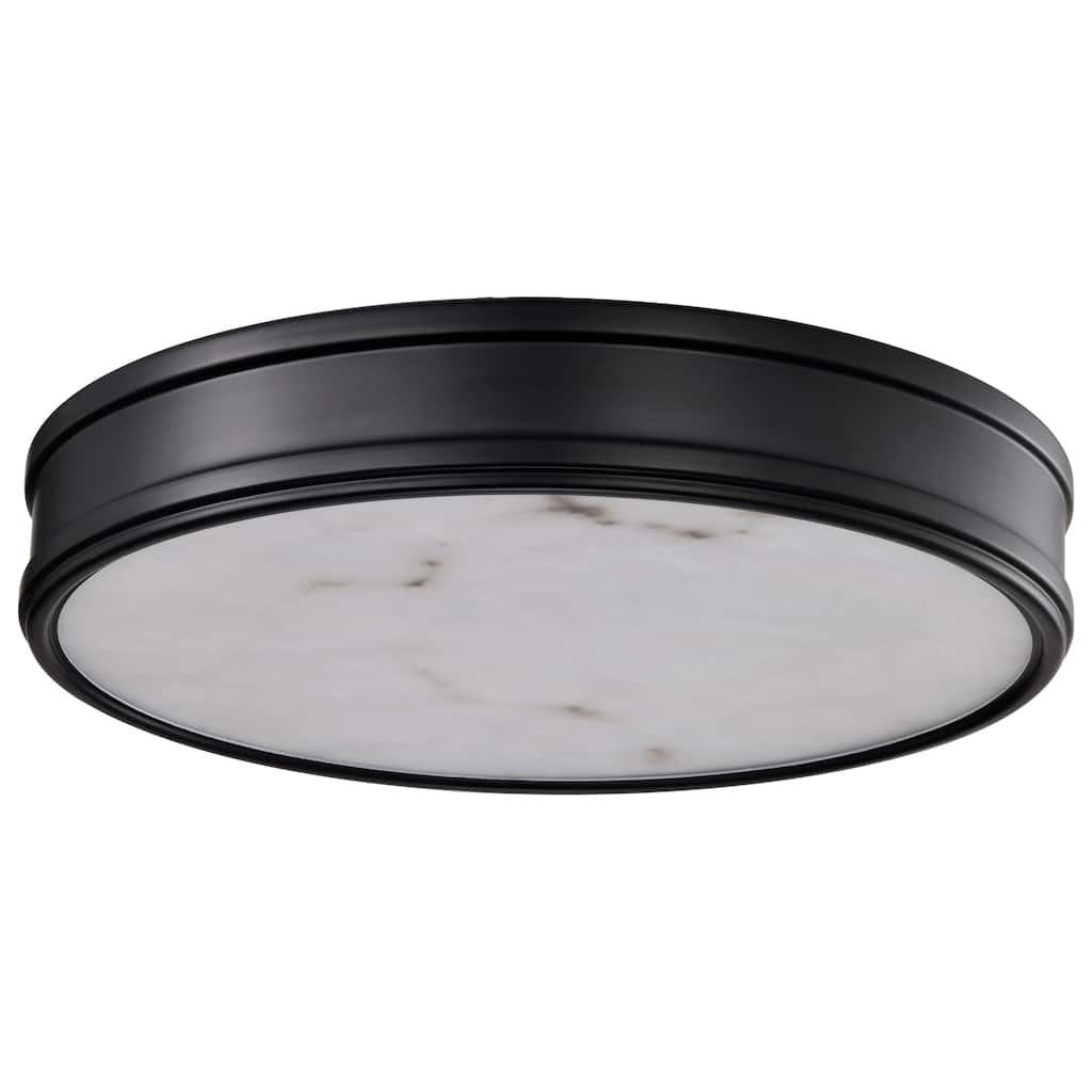 Kendall - 14 Inch LED Flush Mount - Matte Black with Alabaster Glass