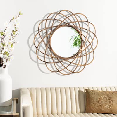 SAFAVIEH Sinisa 32-inch Gold Round Mirror - 32.3" W x 2.3" L x 32.3" H