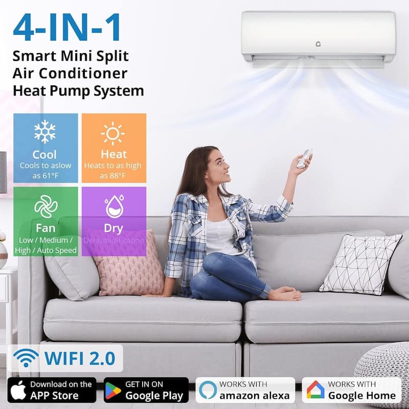 19 SEER2 35000 BTU Dual Zone Mini Split Air Conditioner, 9K+9K+12K+18K, 230V