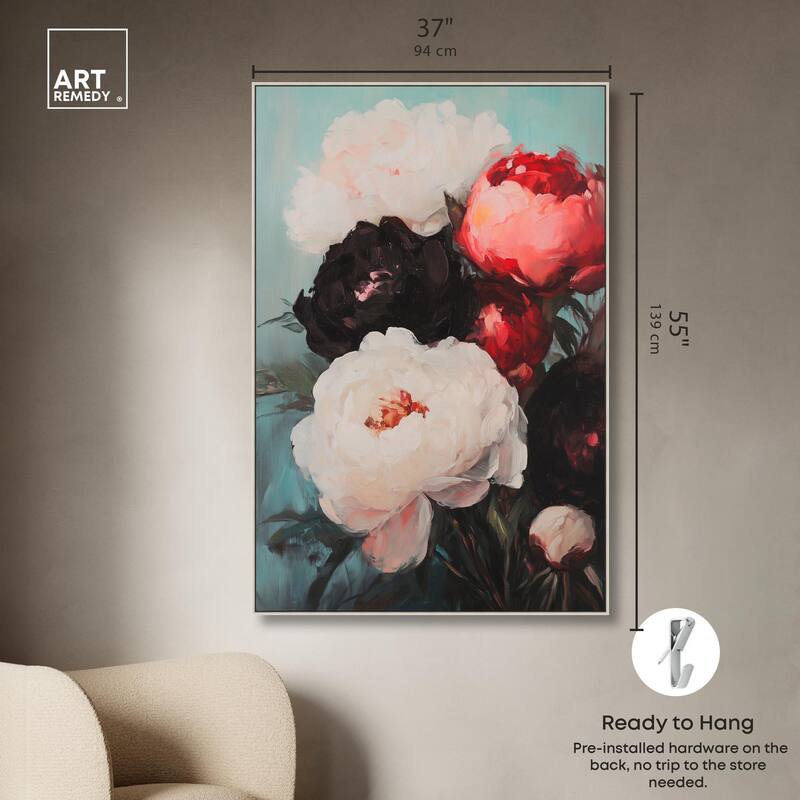 Three Shades of Peony II Canvas by Art Remedy