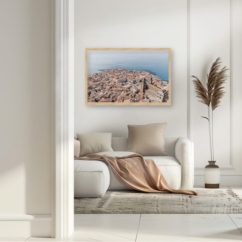 "Italian city Cefalu" Framed Textured Wall Art