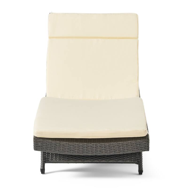 Salem Outdoor Wicker Adjustable Chaise Lounge with Cushion by Christopher Knight Home