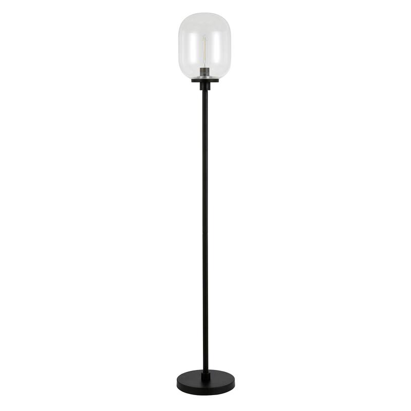 Agnolo Handmade Seeded Glass Blackened Bronze Floor Lamp