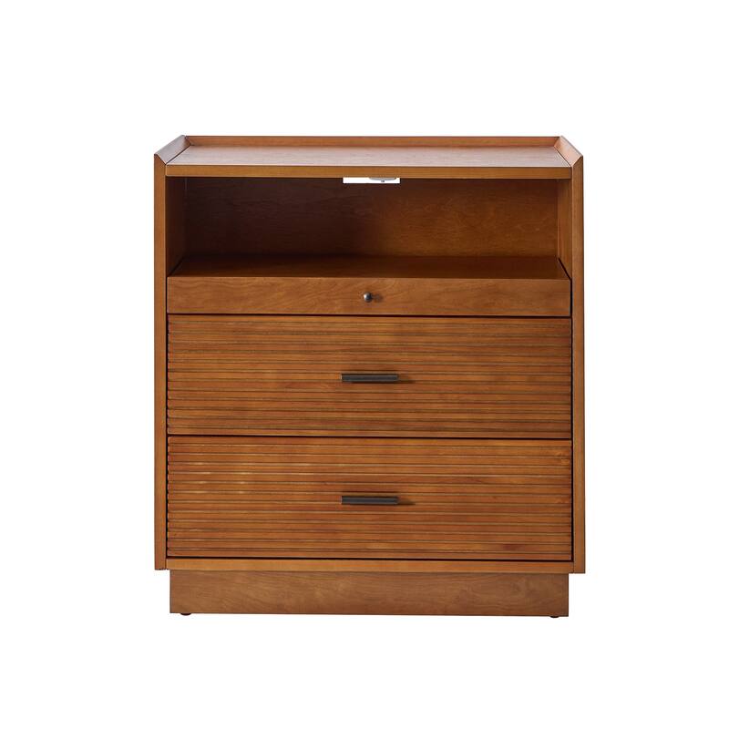 Lorenz Mid-century Modern End Table with Charge Station and LED Light by HULALA HOME