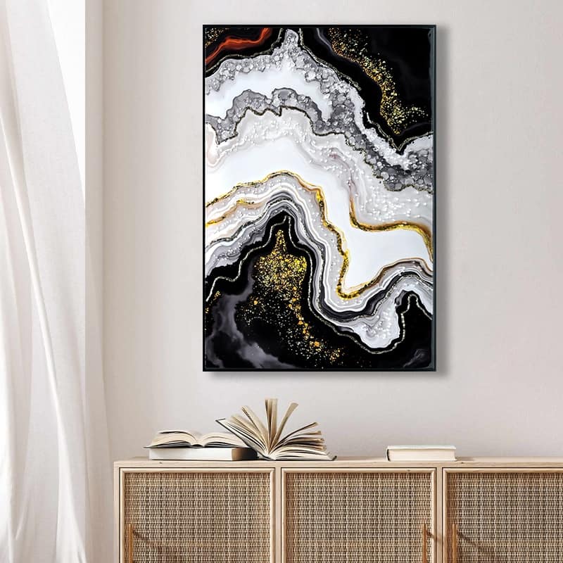 Luxury Crystal Pearl Oil Painting Wall Art Contemporary Hallway Decor Premium Canvas Mural