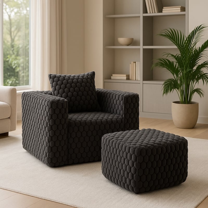 Luxurious Corduroy Fabric Lingge corduroy compression sofa with Ottoman