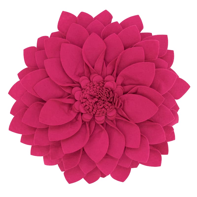 Felt Flower Design Throw Pillow - Fuchsia - 13"x13"