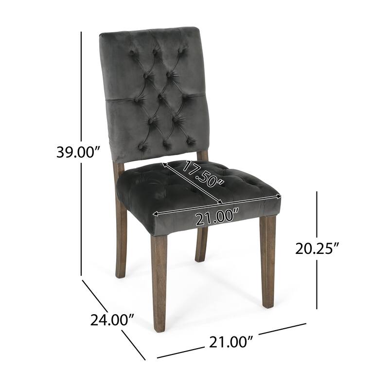 39" Modern Set of 2 Dining Chairs with Button-Tufted Backrest Seat, Solid Wood Legs for Dining Room Living Room and Bedroom