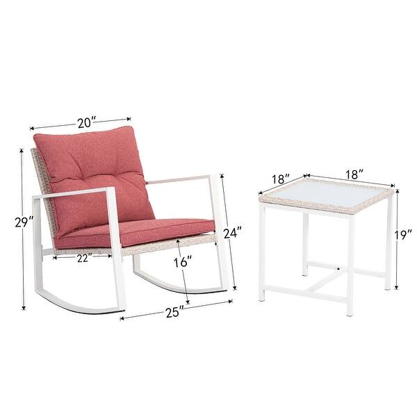 COSIEST Outdoor Bistro Rocking Chair Set with Cushions - Bed Bath ...