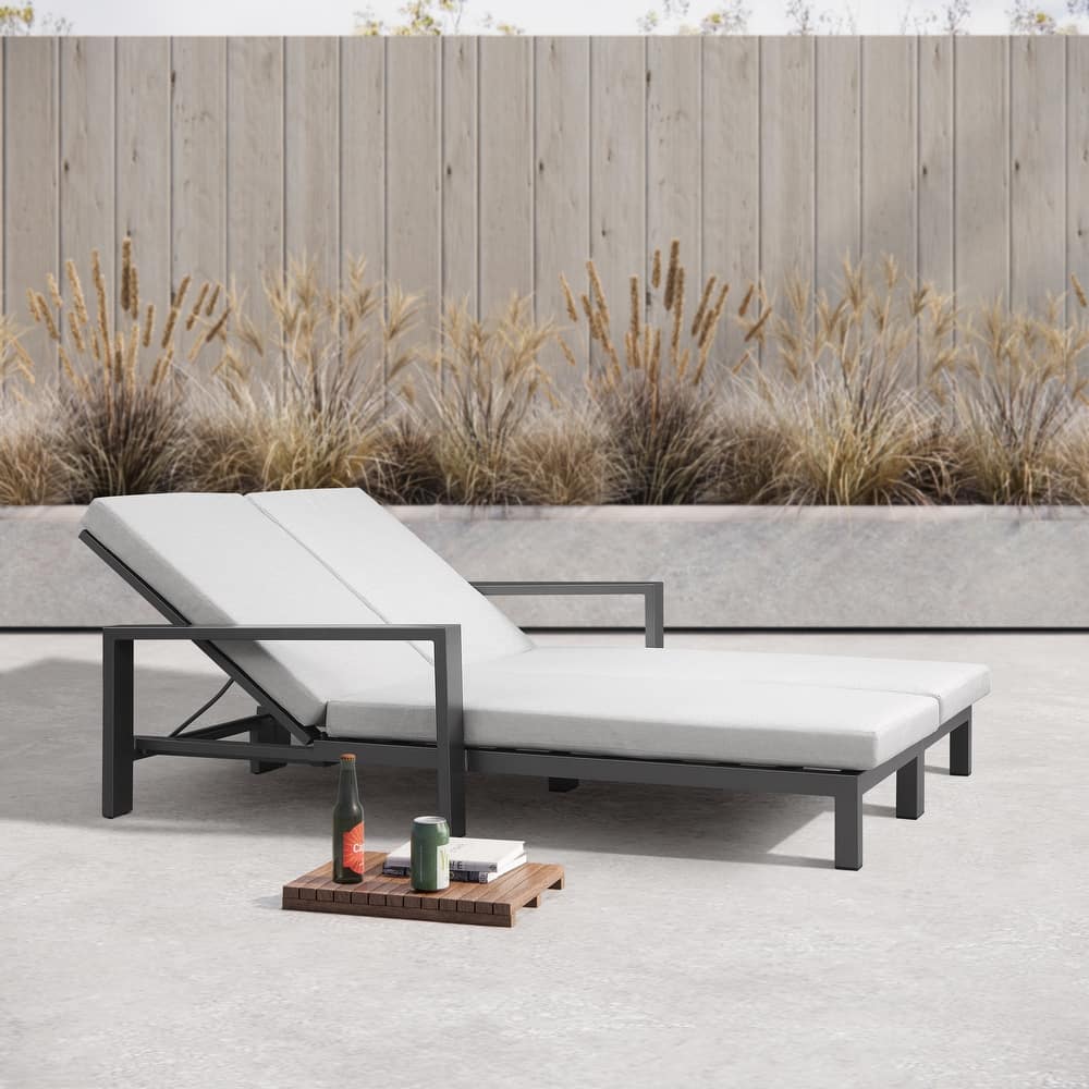 Benton Modern Aluminum Lounge Outdoor Double Chaise with Cushion