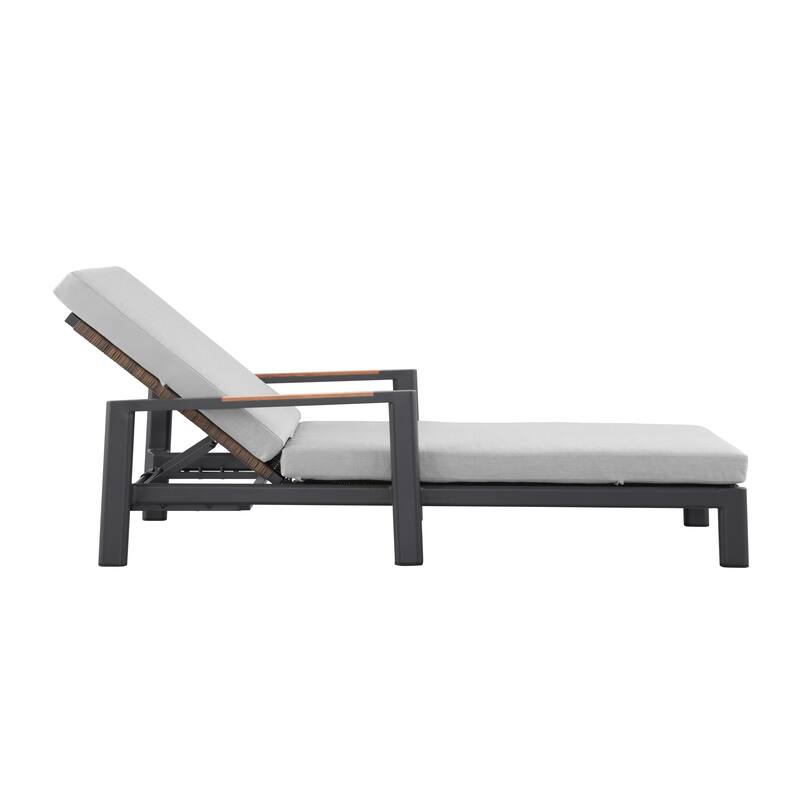 Arlo Teak & Wicker Aluminum Dual-Use Outdoor Chaise Lounge (Set of 2)