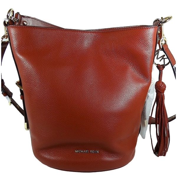 Michael michael kors brooke medium leather zip bucket shop messenger