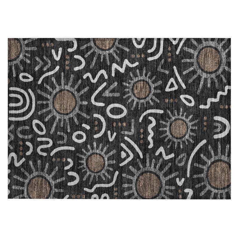 Machine Washable Indoor/ Outdoor Modern Sol Chantille Rug