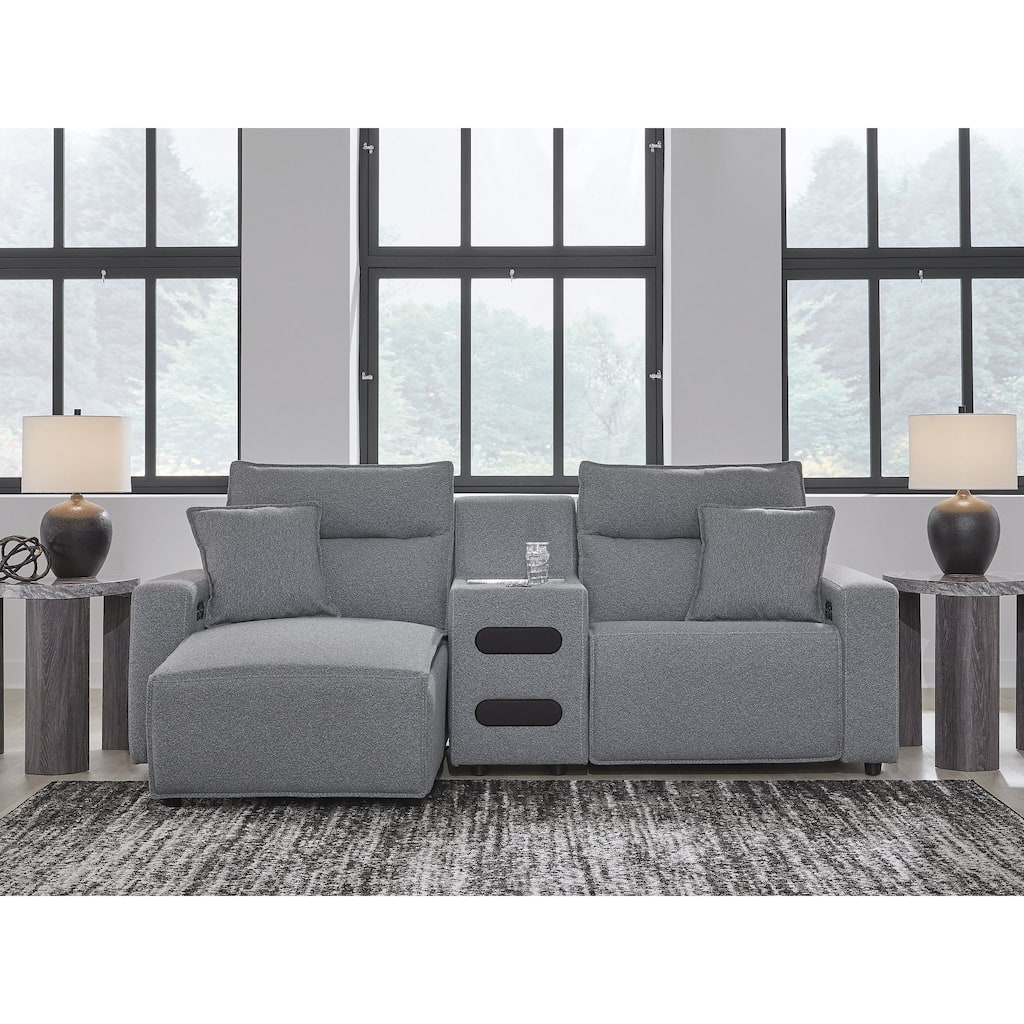 Signature Design by Ashley Modmax Gray 3-Piece Power Reclining Sectional with Chaise - 100" W x 63" D x 41" H