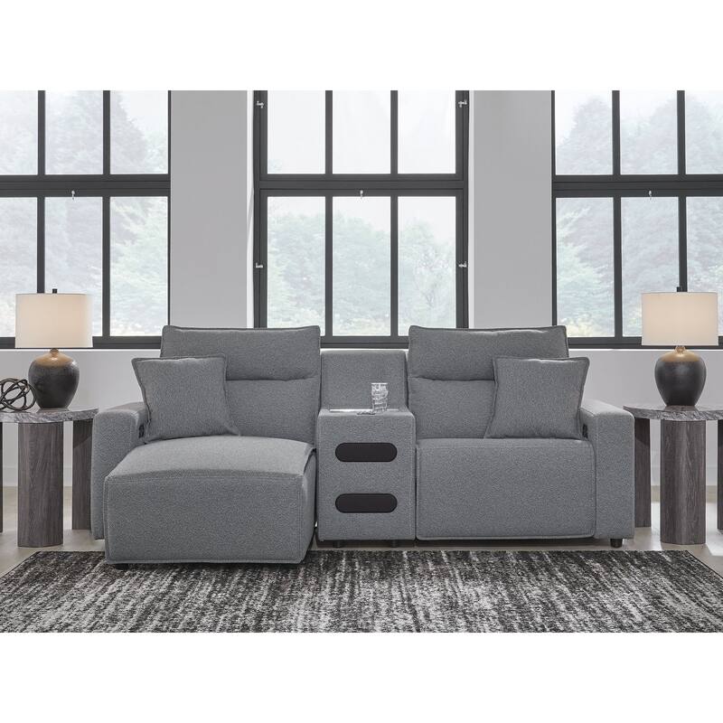 Signature Design by Ashley Modmax Gray 3-Piece Power Reclining Sectional with Chaise - 100" W x 63" D x 41" H