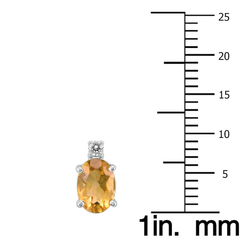 Marquee 14K White Gold 7x5MM Oval Citrine and Diamond Earrings