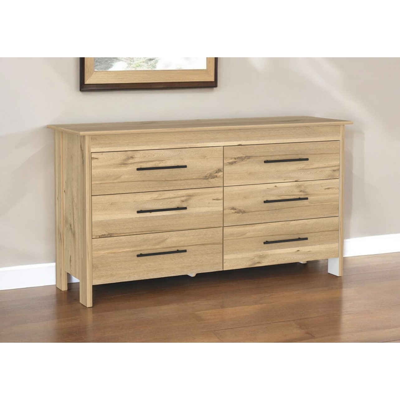 HomeRoots 59" Natural Six Drawer Double Dresser