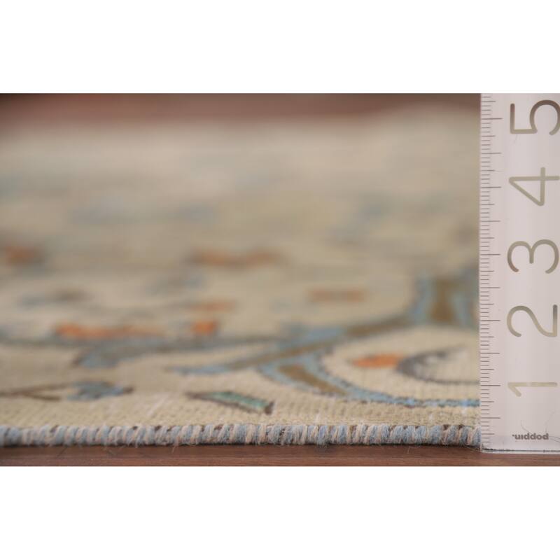 Hand Knotted Oriental 100% Wool Carpet Traditional Floral Beige & Ivories Tabriz Area Rug - 10' 1'' X 6' 10''