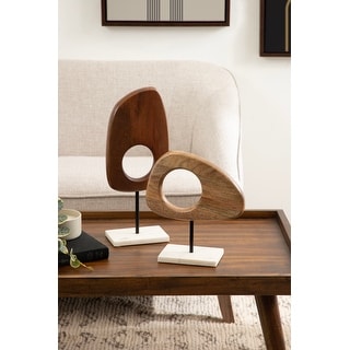 Kate and Laurel Yoakes Wood and Marble Art Sculptures - 2 Piece