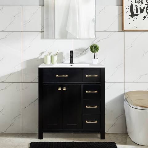 Eclife 30"/ 36" Bathroom Vanity Cabinet Set with Undermount Ceramic Vessel Sink Combo