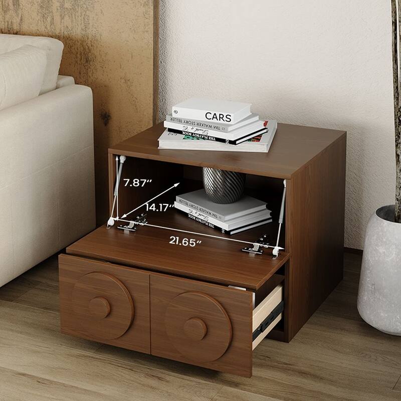 Modern 1-4 Pieces Modular Walnut Color Cabinets,TV Stands with Brown Solid Wood Veneer, Drawers & Caninets