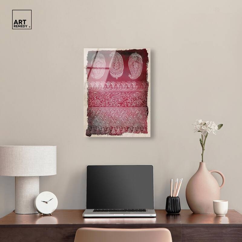 Burgundy Stamps Acrylic by Art Remedy, Ready to Hang