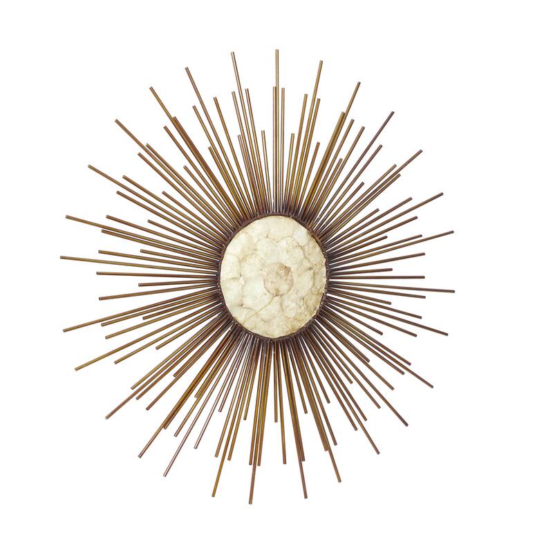 Metal Sunburst Home Wall Decor with Cream Capiz Shell Center - Copper - Roche River Decor