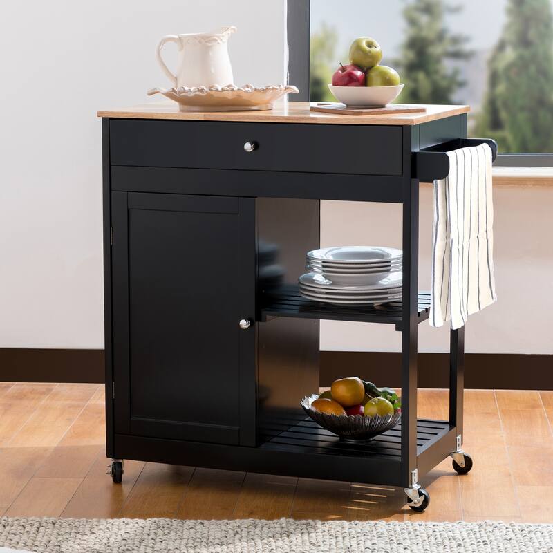 Glitzhome 35"H Modern Rolling Trolley Storage Kitchen Island Cart with Wheels