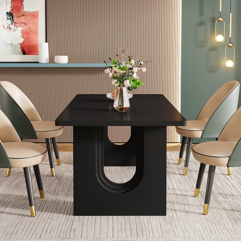 70.89" Rectangle Dining Table for 6-8 People, Modern Simple Wood Kitchen Table