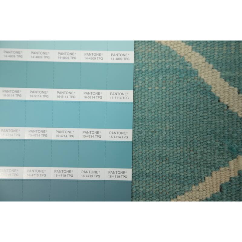 Hand Woven Oriental 100% Wool Carpet Southwestern Tribal Navy Blue & Blues Kilim Area Rug - 9' 8'' X 5' 8''