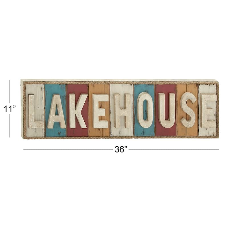 Wooden Sign Lake House Wall Decor - White - Roche River Decor