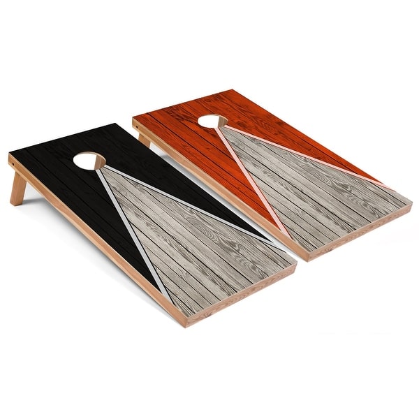 slide 2 of 7, Black and Orange Pyramid Outdoor Cornhole Set All-Weather 2x4 - Include ALL Accessories