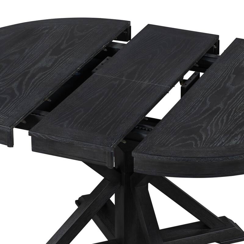 Functional Retro Extendable Solid Wood Dining Table with a 12" Leaf