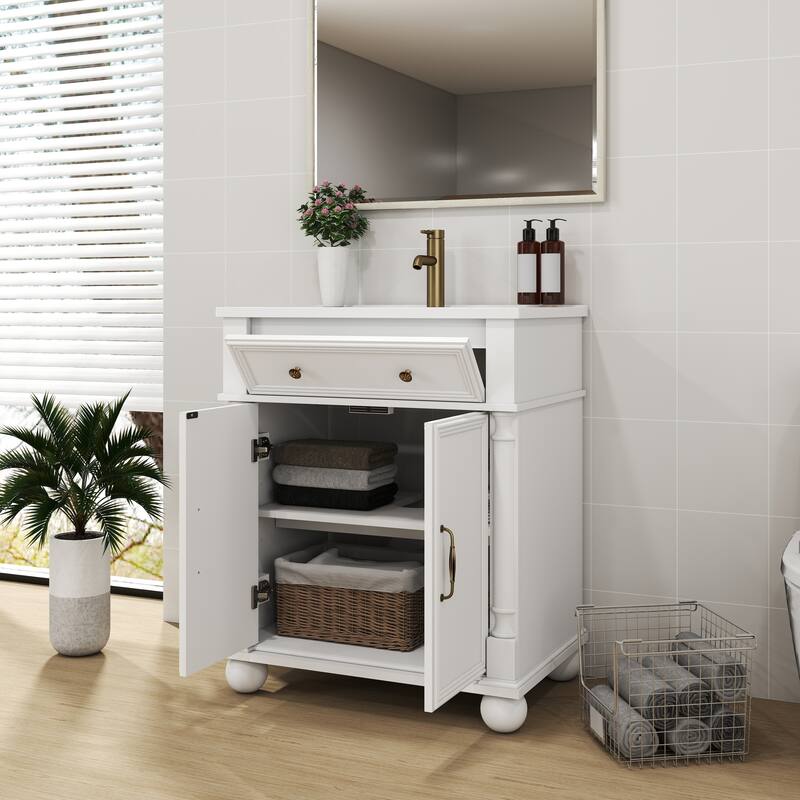 28-36 inch Transitional Single Bathroom Vanity with Ceramic Sink