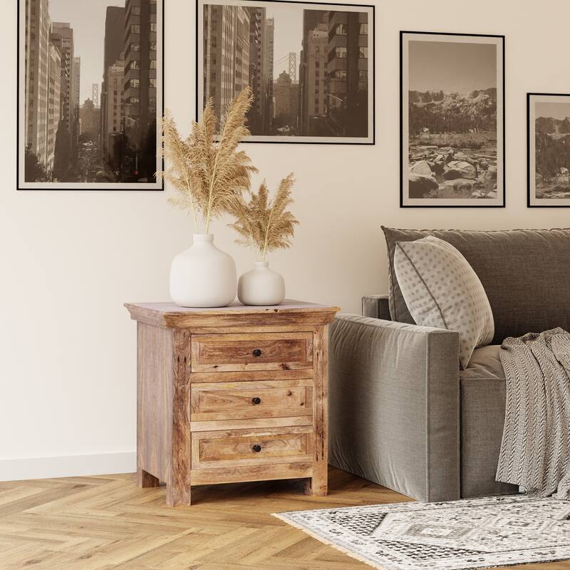 Maadze 28" WIde 3-Drawers Solid Wood Nightstand
