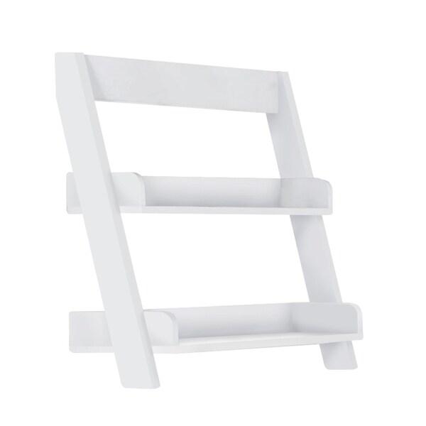 25.25" White Contemporary Wall Mounted Bathroom Accent Shelves - N/A