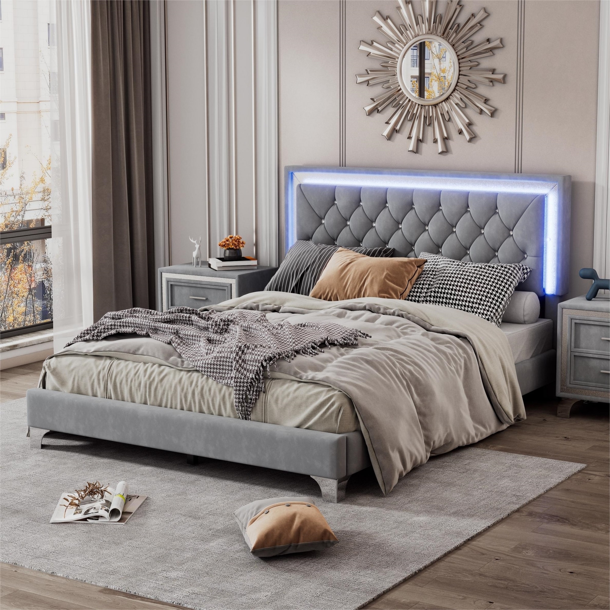 Bed frame with lamps sale