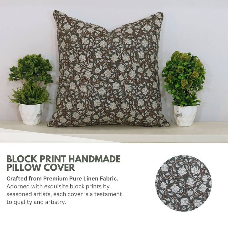 Fabdivine Black Soft Bohemian Handmade Block Print Office Accent Pillow Cover