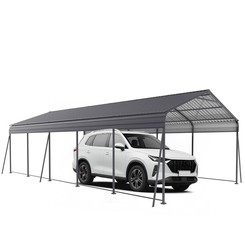 Metal Carport 13 ×26.5 FT Heavy Duty with Galvanized Steel Roof, Metal Garage Canopy with Galvanized Steel Roof & Frame