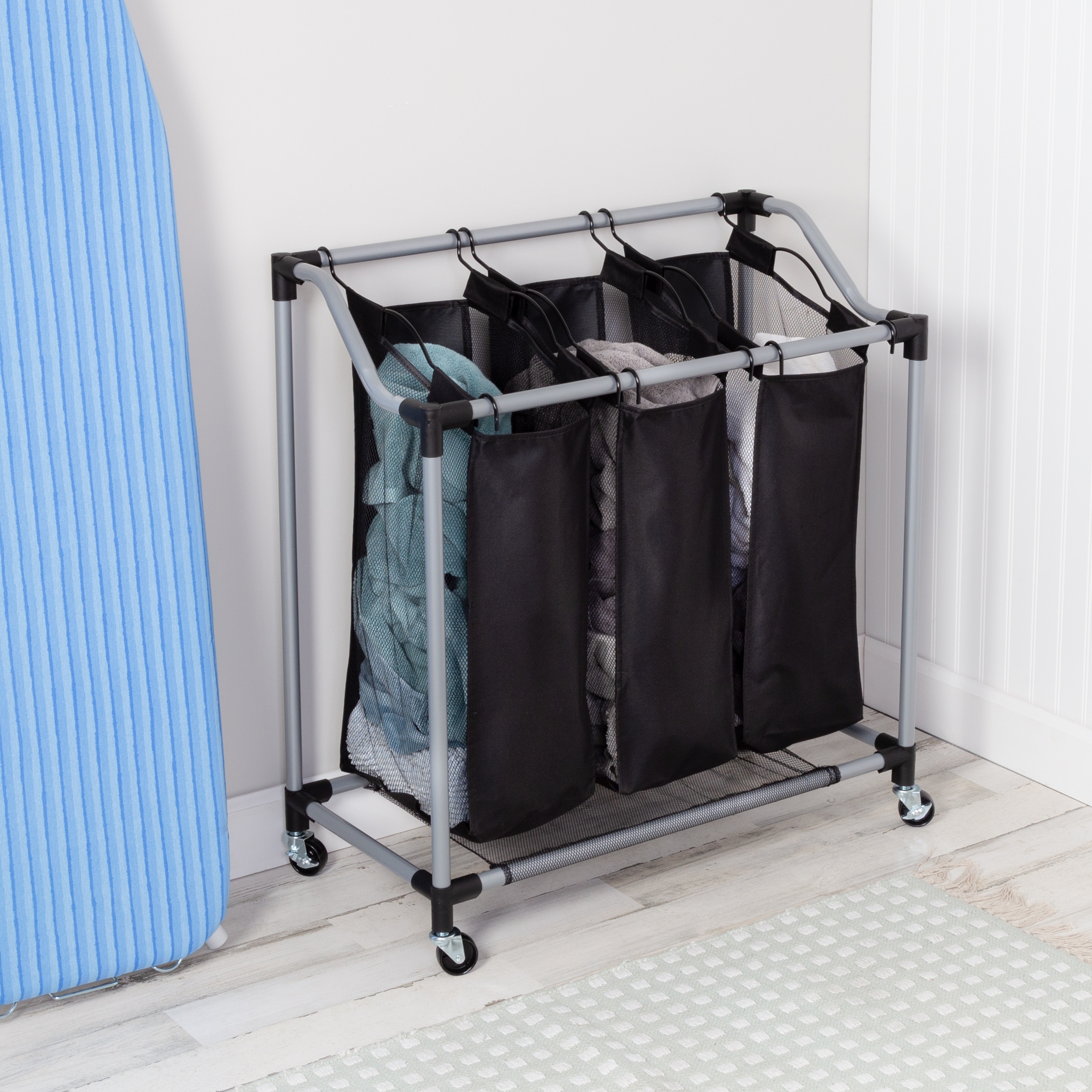 Whitmor Chrome Laundry Center With Mesh Bags, Laundry