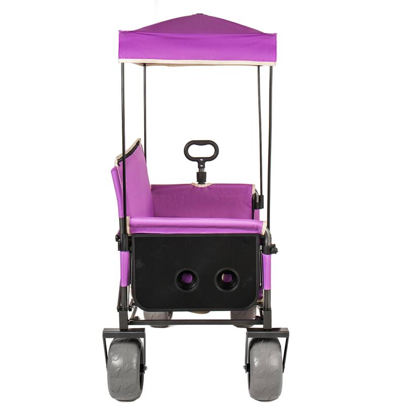 3-in-1 Collapsible Wagon,Convertible Folding Cart with Canopy &Rear-Mounted Folding Tabletop, 500lbs Heavy-Duty, 180L Capacity