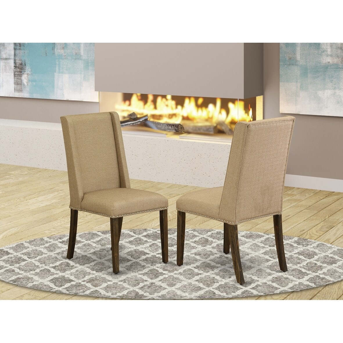 Shop East West Furniture Flp2t01 Dining Chair Cream Color Linen