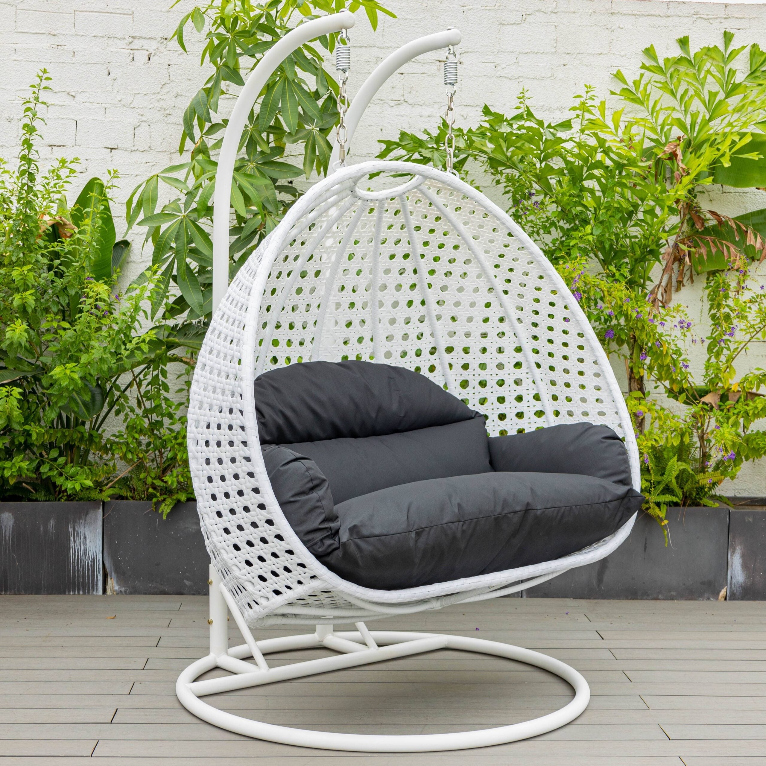 Leisuremod wicker double hanging store egg swing chair
