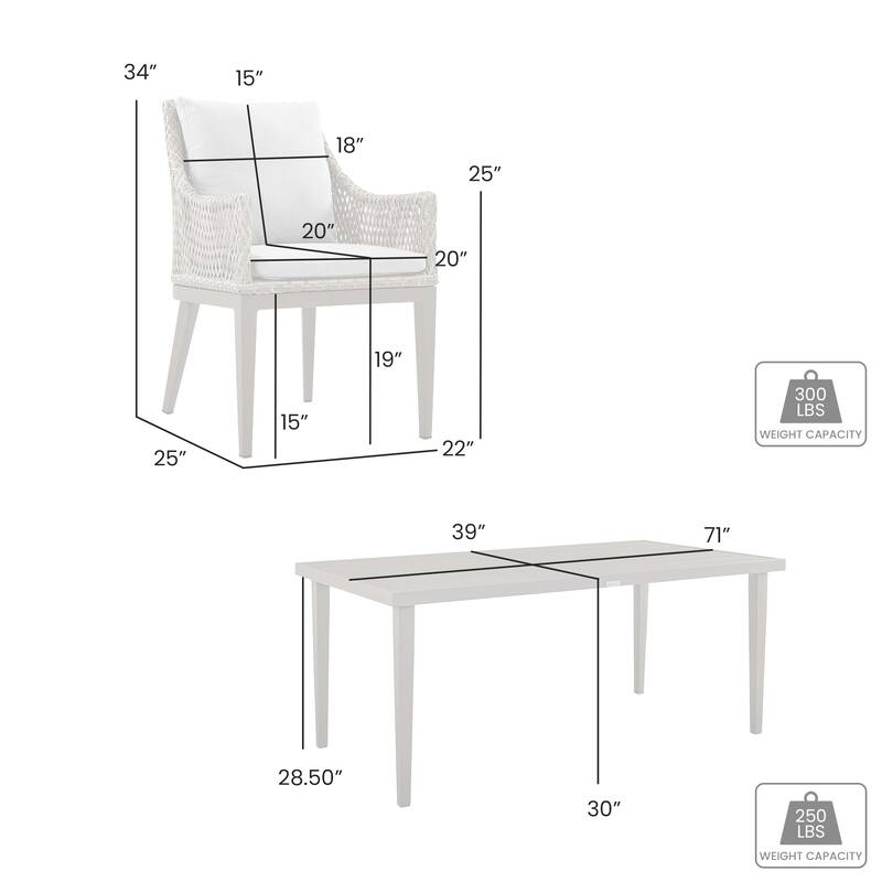 Silvana 7 Piece Gray Aluminum Outdoor Dining Set with Gray Fabric