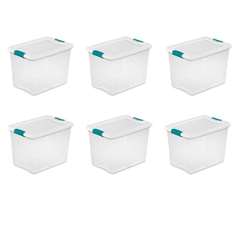STERILITE 25 Quart Latching Boxes, Clear - Case of 6