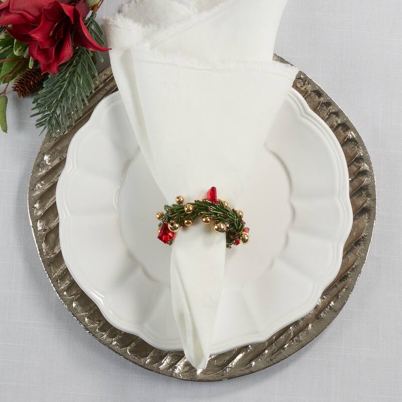 Beaded Wreath Design Napkin Rings (Set of 4)