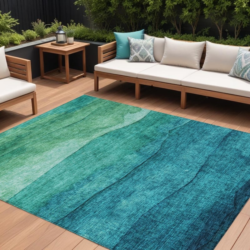 HomeRoots Abstract Modern Rectangle Outdoor Rug - 9' X 12'