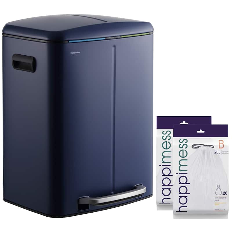 happimess 10.6-Gallon Double Bucket Trash Can with Soft Close Lid